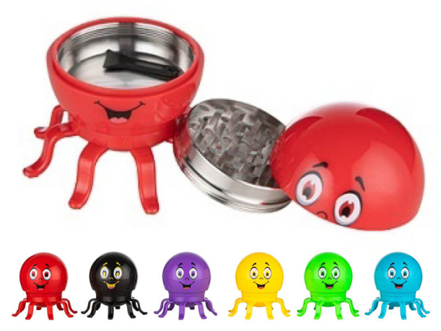 Grinder "Octopus" Kunststoff, 6-fach sortiert, , 3-tlg.; Ø 7cm. H 7,5cm, einzeln