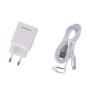 Tekmee Schnelllade-Set (Reiseset), 2in1 USB auf Type-C & Lightning,  weiß