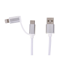 Tekmee Schnelllade-Set (Reiseset), 2in1 USB auf Type-C & Lightning,  weiß