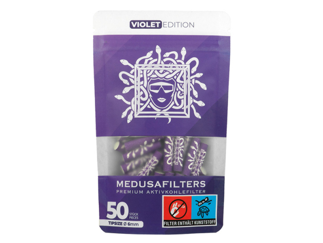 Medusafilters "Violet Edition", Ø 60 mm, Aktivkohlefilter ; 50er Pack