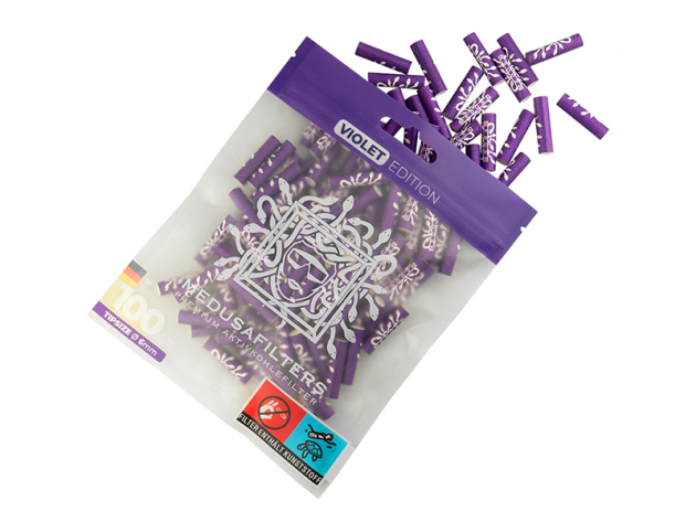 Medusafilters "Violet Edition", Ø 60 mm, Aktivkohlefilter ; 100er Pack