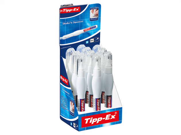 BIC - Tipp-Ex Korrekturstift Shake n Squeeze; weiß, 8 ml; 10er Pack