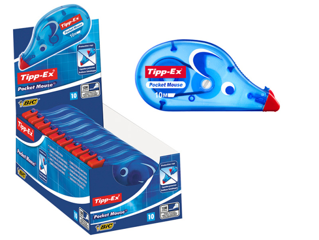 BIC - Tipp-Ex Pocket Mouse Korrekturroller, weiß; 4,2 mm x 10 m; 10er Pack