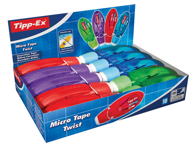 BIC - Tipp-Ex - Korrekturroller "Micro Tape Twist", 4-fach sortiert, 10er Display