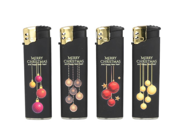 Elektrofeuerzeuge "Merry Christmas" Soft-Touch Oberfl., 50er Display