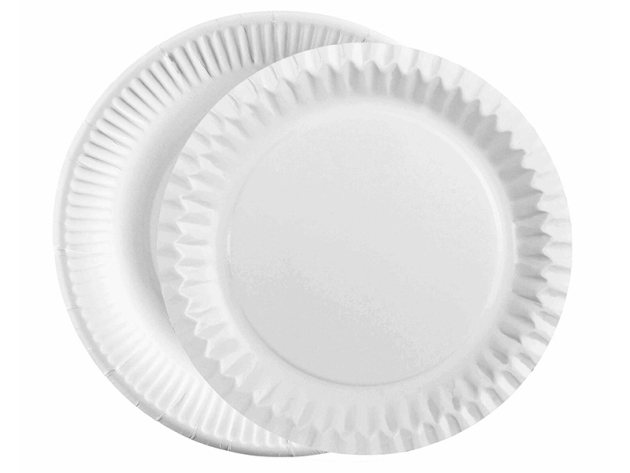 Imbissteller (Pappbteller) weiß; beschichtet; Ø 18 cm; 100er Pack