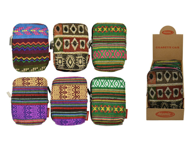 Zigarettenetui "Bag Zip Textile" für 20 Zig., 6-fach sortiert, 6er Display