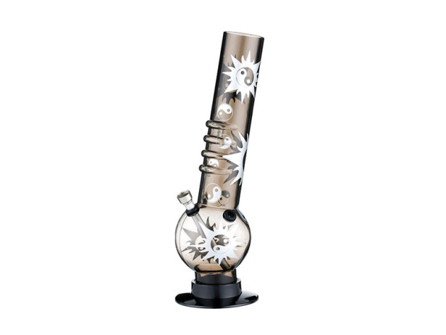 Acrylbong "YingYang" Kugel transparent schwarz/weiß, Metallchillum, Höhe 32cm