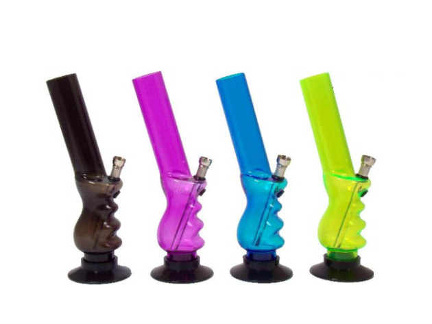 Acrylbong "Welle" Unifarben., Metallchillum, Höhe 25cm, 4er Set