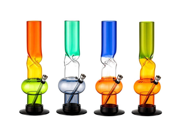 Acrylbong "Ice Kugel" bunt., Metallchillum, Höhe 32cm, 4er Set