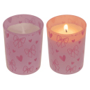 Kerze im Glas "Love" 6,5 x 5 cm, 4-farbig sortiert, 12er Display