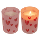 Kerze im Glas "Love" 6,5 x 5 cm, 4-farbig sortiert, 12er Display