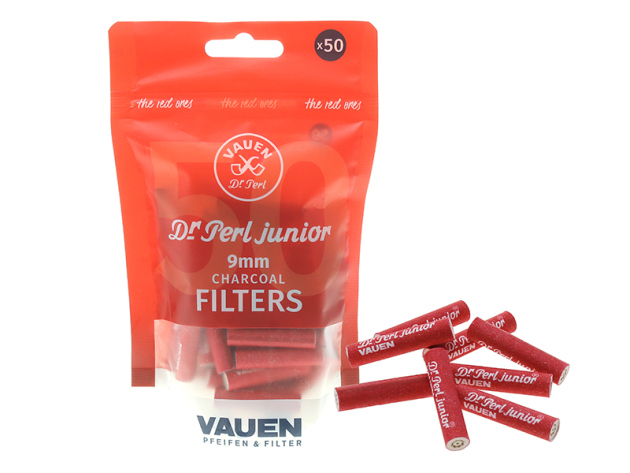 Vauen Pfeifenfilter Dr. Perl Junior "RED" - 50er Packung - Aktivekohlefilter; 9 mm