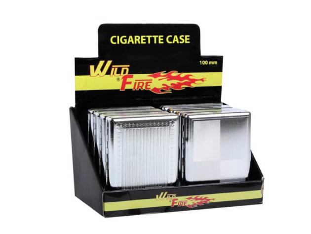 Zigarettenetui "Prägungt" für 20 Zig., mit Spange, 8er Display