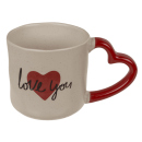 Becher aus Porzellan "Love" mit Henkel in Herzform; UVP 4,95 €