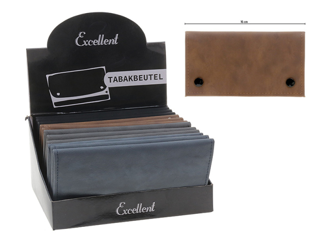 Tabakbeutel "Lederoptik""; 4-fach sortiert, 12er Display