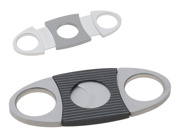 Zigarrenschneider "Silber-Schwarz"; doppelte Klinge, 9 x 4 cm