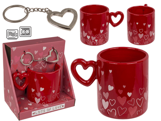 Geschenkset "Love"; Becher & Schlüsselanhänger