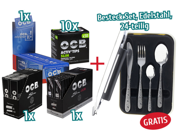 OCB Aktion mit Blättchen & Tips + Besteck Set GRATIS