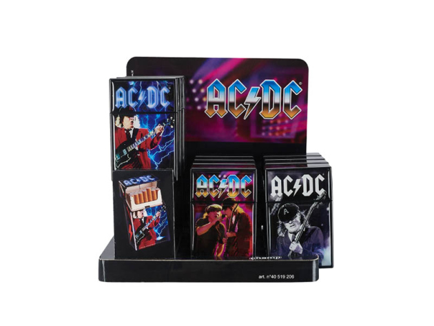 Zigarettenboxen "AC DC" für 20 Zig., 4-fach sortiert, 12er Display