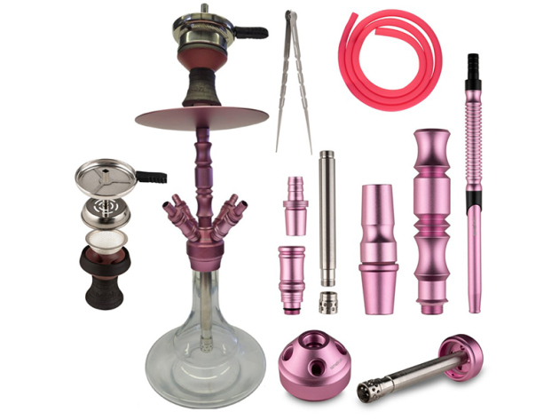 Shisha "Hero 2"; rosa; mit Steinkopf; ca. 52 cm; 4 Anschlüsse