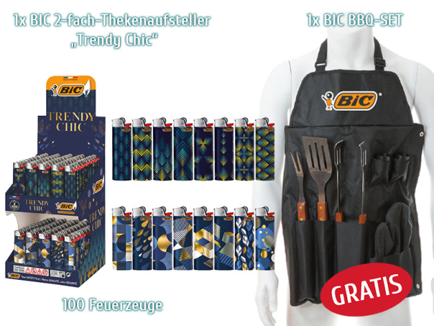 Aktion - 1x BIC 2-fach-Thekenaufsteller „Trendy Chic“ + BIC BBQ-Grillset GRATIS