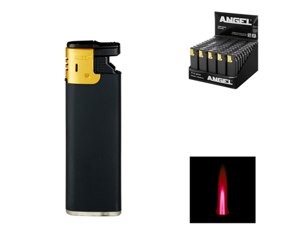 Sturmfeuerzeuge "Gummiert/Goldfarben" nachfüllbar, 50er Display