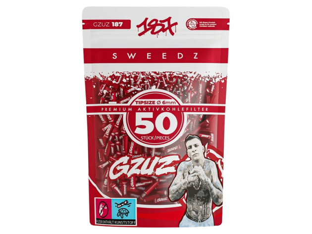 187 - Sweedz Aktivkohlefilter - "GZUZ", Ø 6mm, 50 Stück
