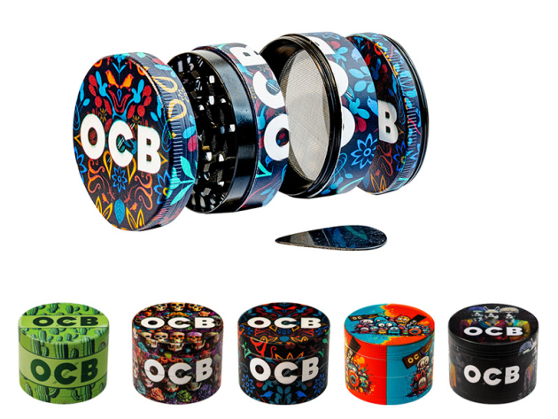 OCB Grinder "Bunt"; 5-fach sortiert;  ca. 4,3 x 5,1 cm, einzeln