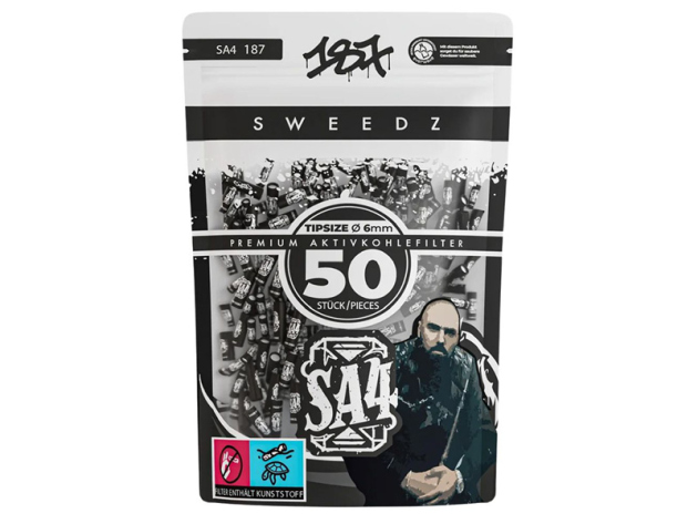 187 - Sweedz Aktivkohlefilter - "SA4", Ø 6mm, 50 Stück
