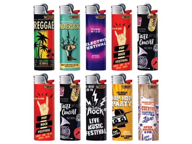 BIC Maxi J26 Reibrad Feuerzeuge "Music Style", 50er Display