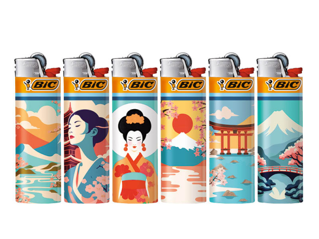 BIC Maxi J26 "Dreamy Japan" Reibrad Feuerzeuge, 50er Display