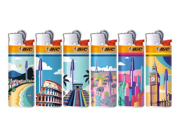 BIC Mini J25 Reibrad Feuerzeuge "Monumental", 50er Display