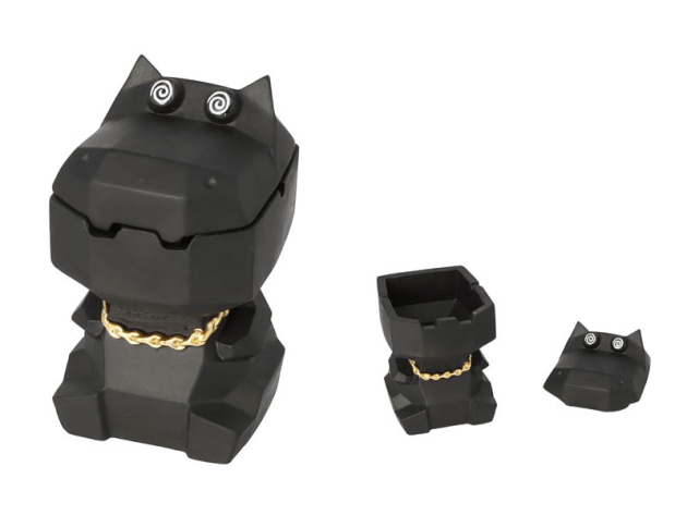 Autoschenbecher "Dino mit Deckel" schwarz, 13 x 8 x 9 cm