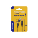 Tekmee Ladekabel-Set, 1m; 2IN1, TYPE-C/TYPE-C-USB, schwarz