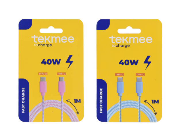 Tekmee Ladekabel, 1m; 2xTYPE-C, pink oder blau