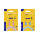Tekmee Ladekabel, 1m; 2xTYPE-C, pink oder blau