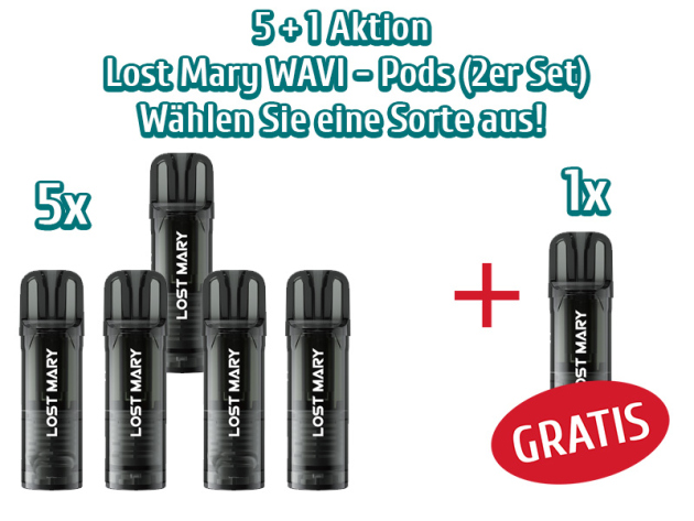 Aktion 5+1 - Lost Mary Wavi 5x Pods -2er-Set (eine Sorte nach Wahl) + 1x GRATIS