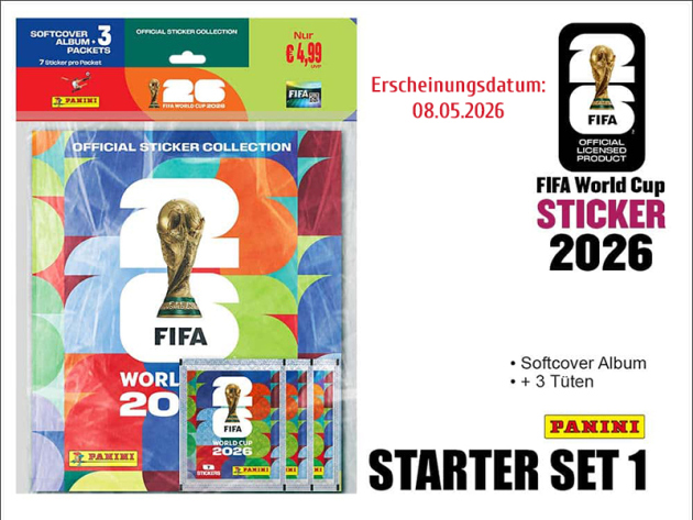 Panini FIFA WM 2026; Sticker -  Starter Set 1 (Soft-Cover + 3 Tüten)