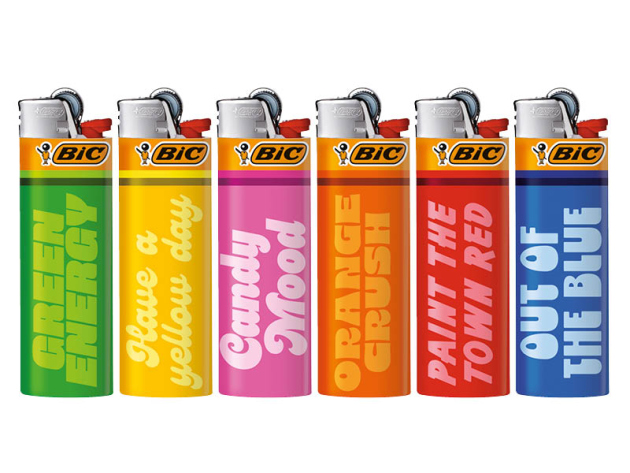 BIC Maxi J26 "Life in Colours" Reibrad Feuerzeuge, 50er Display