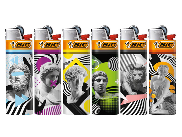 BIC Maxi J26 "Antique" Reibrad Feuerzeuge, 50er Display