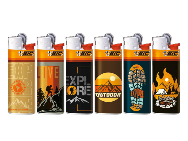 BIC Mini J25 Reibrad Feuerzeuge "Explore", 50er Display