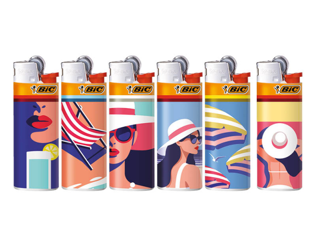 BIC Mini J25 Reibrad Feuerzeuge "Chill Playa", 50er Display