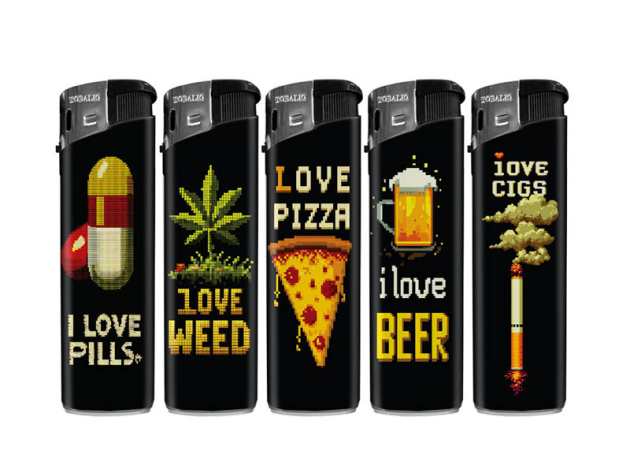 Elektrofeuerzeuge "Bad Choice" 5-fach sortiert, 50er Display