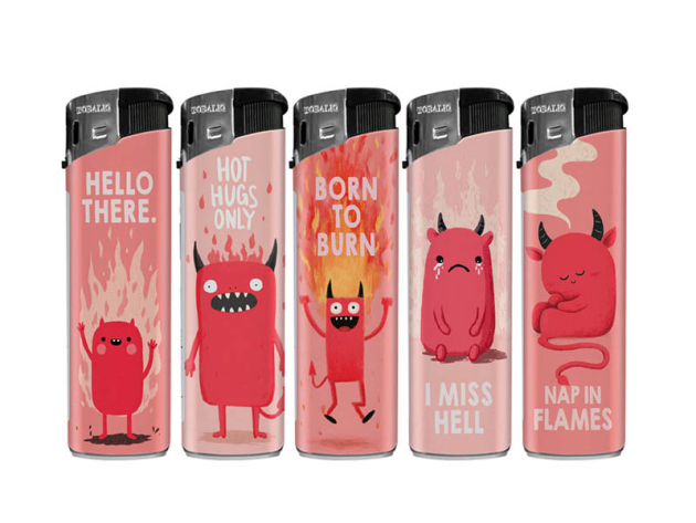 Elektrofeuerzeuge "Cute Hell" 5-fach sortiert, 50er Display