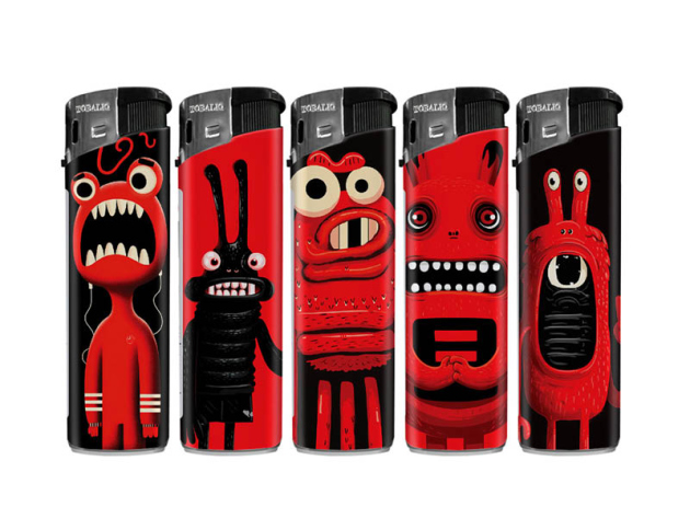 Elektrofeuerzeuge "Red Freak" 5-fach sortiert, 50er Display