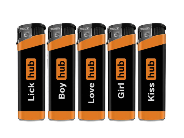 Elektrofeuerzeuge "xxx hub" 5-fach sortiert, 50er Display