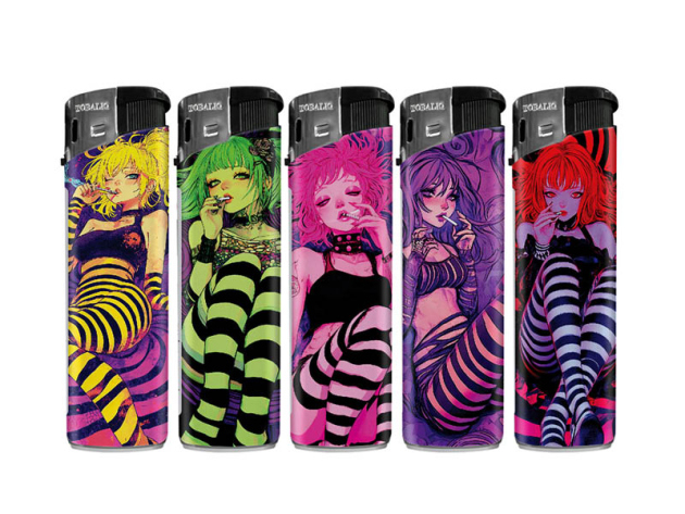 Elektrofeuerzeuge "Striped Smoke" 5-fach sortiert, 50er Display