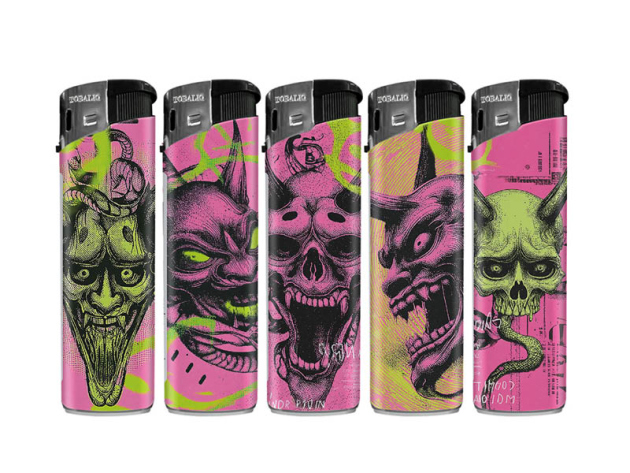 Elektrofeuerzeuge "Neon Hell" 5-fach sortiert, 50er Display