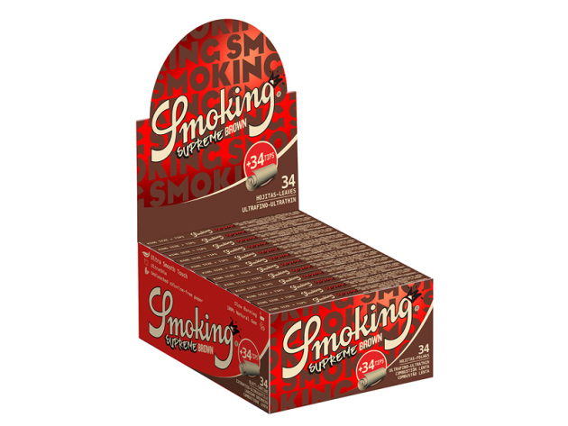 Smoking King Size Supreme Brown 24 Hefte je 34 Blatt + Tips